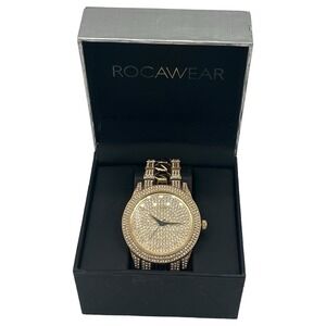 Rocawear Men's Blinged Out Gold Tone Watch